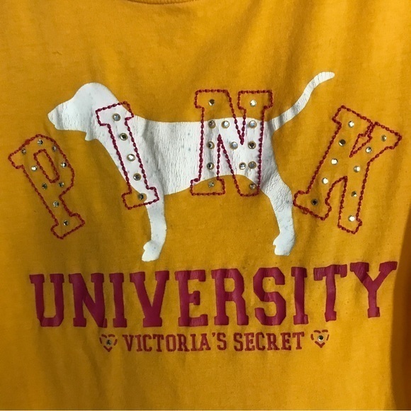 Rare Vintage PINK Y2K PINK University Rhinestones Tee Hard to Find - Picture 2 of 6